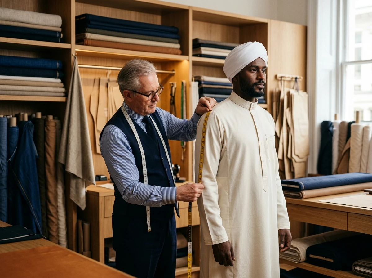 جلسة أخذ القياسات والتفصيل الخاص في المعز