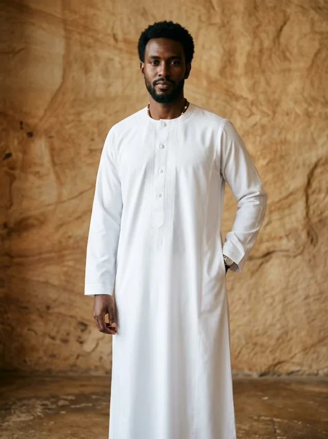 ثوب نقاطي — أبيض